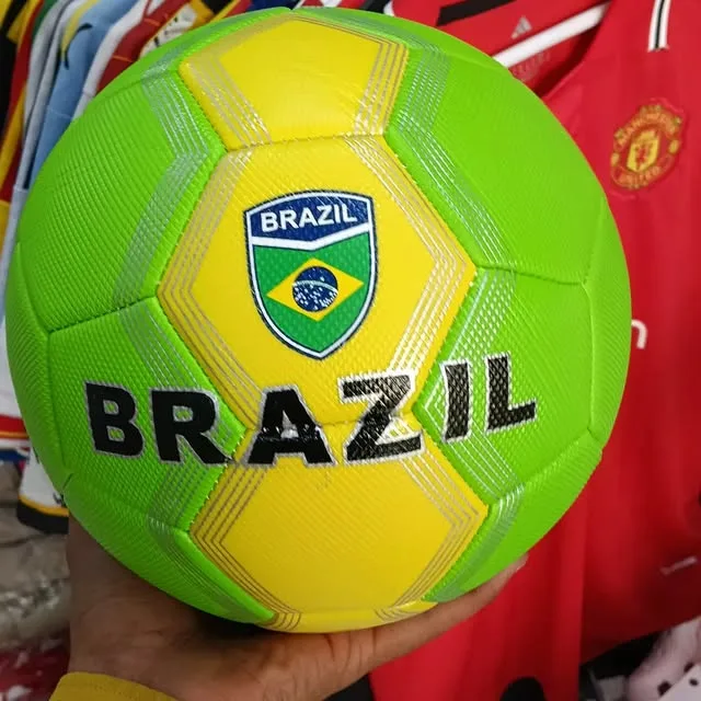 Brazil football held up inside the shop